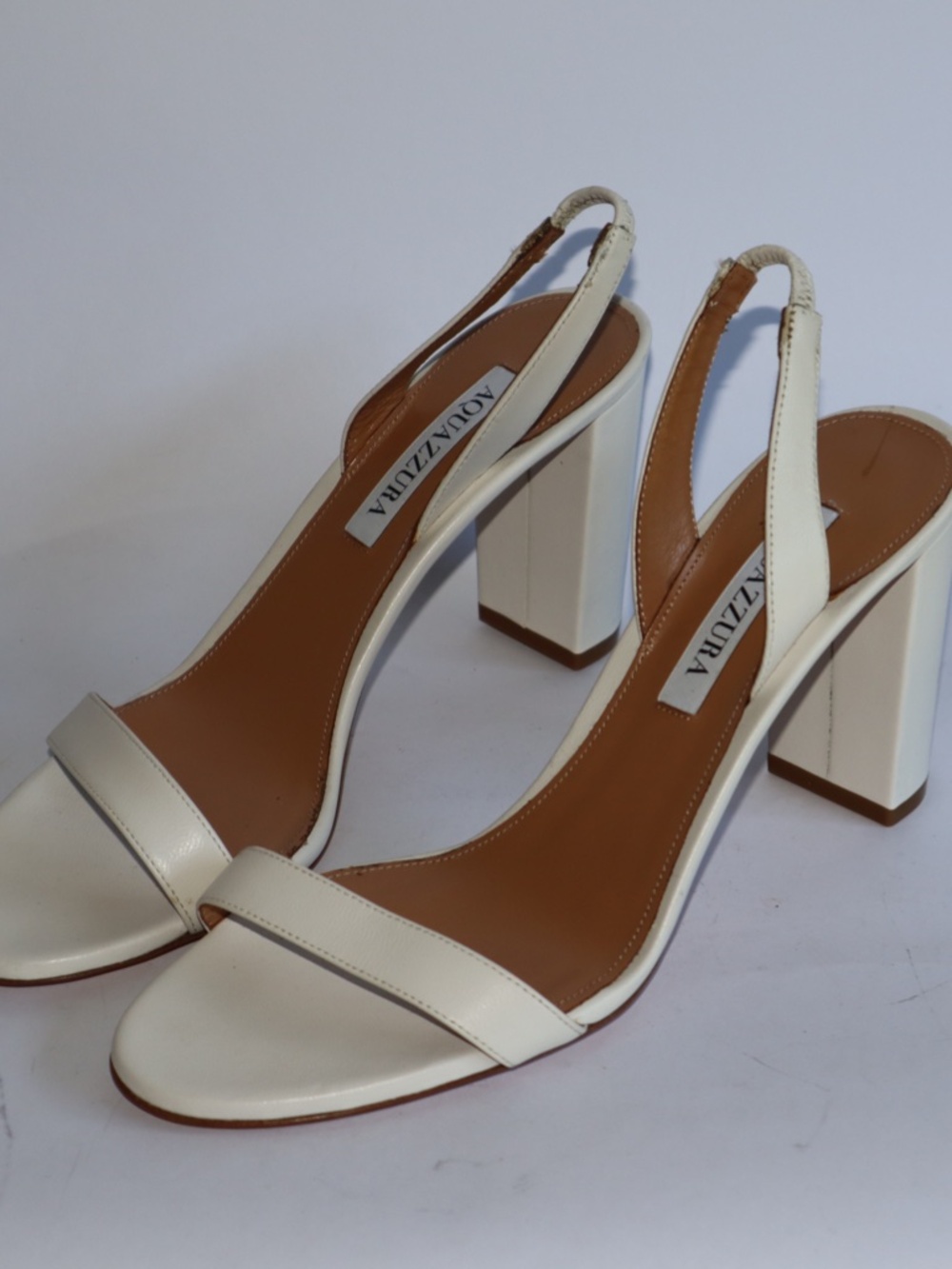 Aquazzura So Nude Block Sandal 85 White Women's 38.5